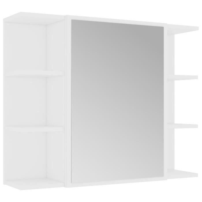 VidaXL Armoire à miroir de salle de bain Blanc Bois d’ingénierie 802606