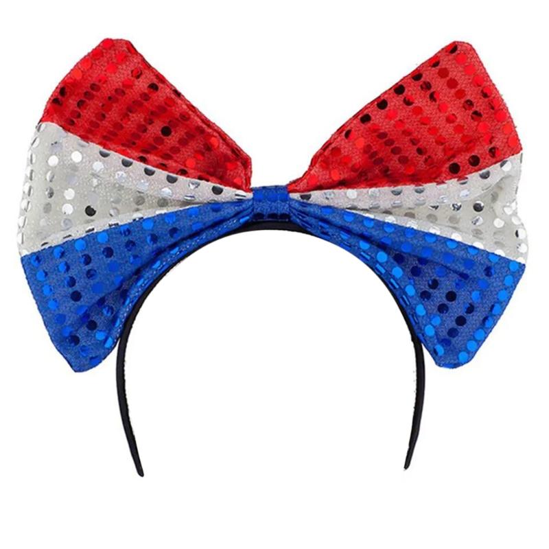 Independance Day Costume Uncle-Sam Accessories Top Hat Sequins Hat Headband Necklaces Stockings for Women & Men
