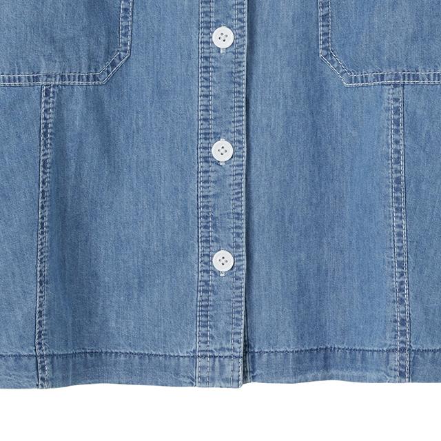 LAP Puff Sleeve Slim Dirty Denim Dress Ar2Do562