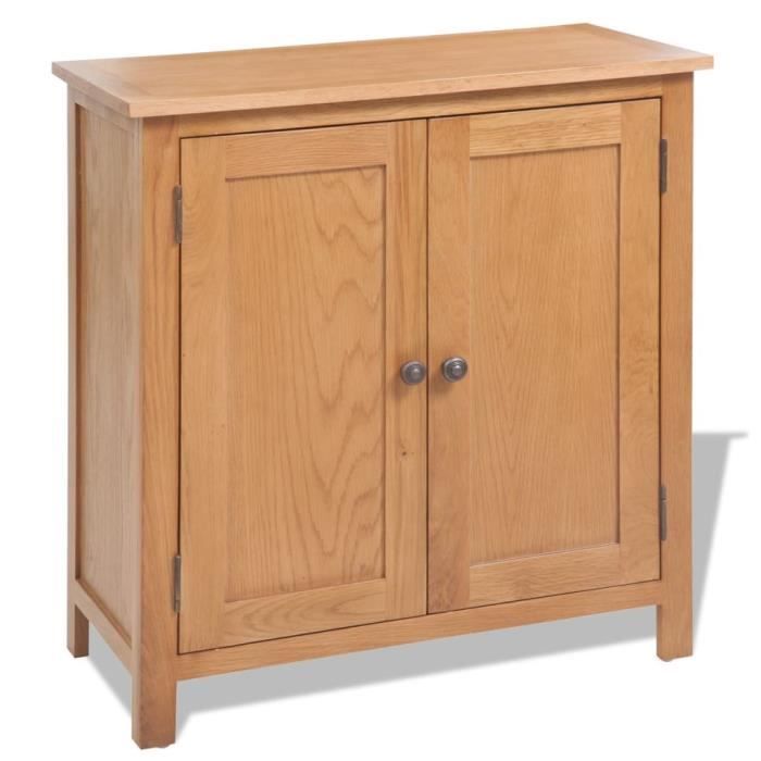 Low Sideboard - VIDAXL - Solid Oak Wood - 2 Doors - Scandinavian and Modern Style