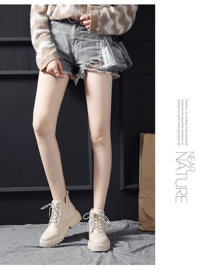 Dámské motocyklové boty Martin v britském stylu - Podzim/Zima, Prodyšné, Silná podrážka, Kotníkové boty s vysokým svrškem pro studentky