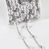 1Meter Stainless Steel Daisy Flower Imitation Pearl Beaded Chains for Necklace Bracelet Jewelry Making DIY Chain Supplies