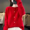 New Hollow Cardigan Women's Crew Neck Long-sleeved Knitted Top