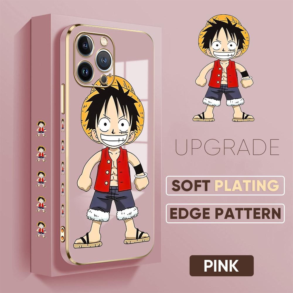 For iPhone 16 15 Max Samsung S24 S23 Plus A15 A35 A53 A73 Xiaomi 11T 12T 13T Redmi 13C Cartoon Soft TPU Full Lens Protect Cute Luffy Phone Case
