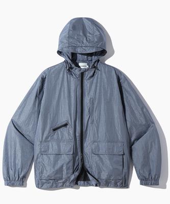 Dimitri Black Asi 2Way Nylon Metal Hooded Windbreaker Jacket_Steel Blue