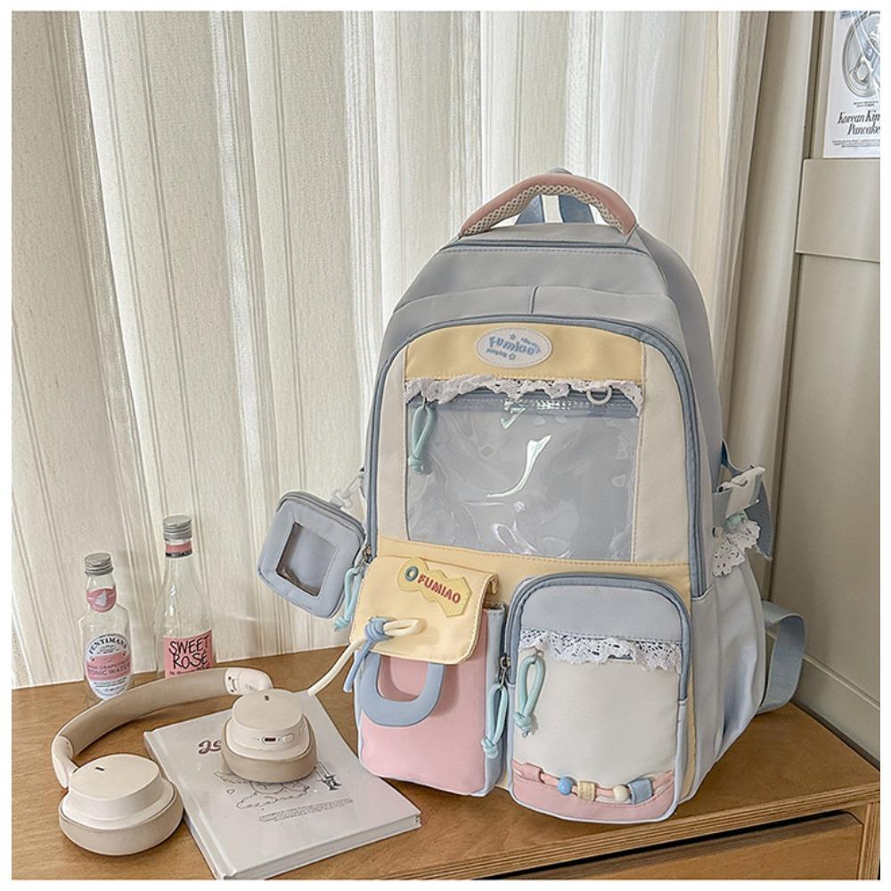 School bag ins high value large capacity transparent pain bag cute junior high school student computer backpack high school student backpack tide