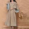 2022 Spring/Summer Women's V-neck Gold Embroidered Print Trumpet Sleeve Dress