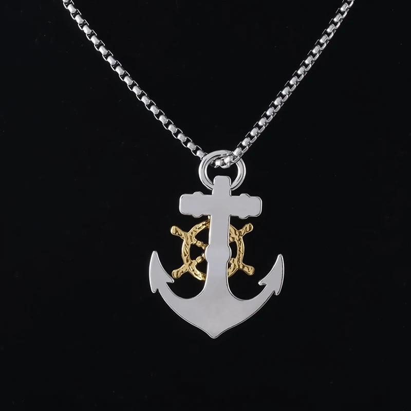 Vintage Retro Anchor Wheel Boat Ship Pendant Necklace Chain Unisex Men Women Fashion Gothic Amulet Talisman Jewelry Party Gift