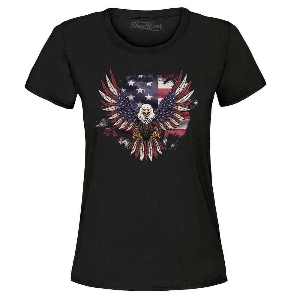 American Bald Eagle USA Flag Women's T-Shirt 4th of July Shirts