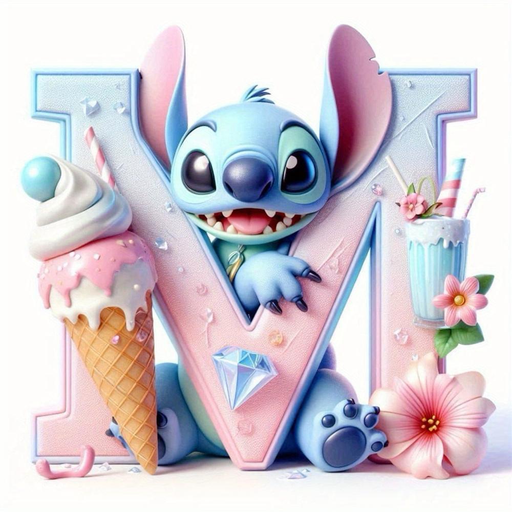 Disney Bordado de Diamantes Punto Mosaico de Dibujos Animados Novedad 26 Letras Pintura Imagen de Pedrería Helado Decoración Habitación Infantil