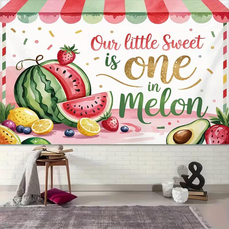 2D Watermelon First Birthday Backdrop for Summer Party Decor