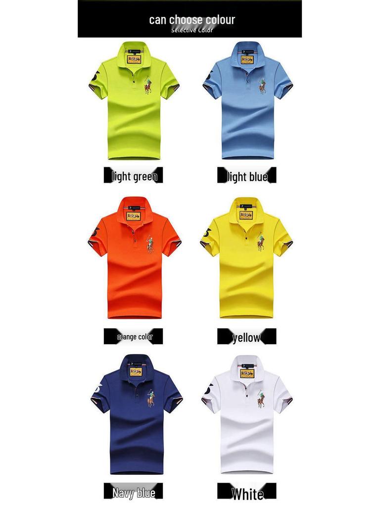 Authentisches Paul Herren Kurzarm-Polo mit Pferdelogo, gesticktem Kragen, Übergröße lockere Passform