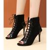 Lace-up Sandal Boots Female Hollow Fine Heel Large Size Sandals