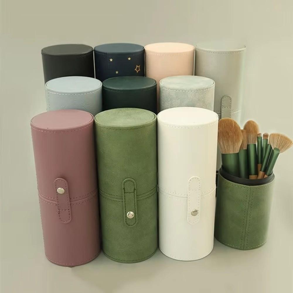 Waterproof Makeup Brush Bucket PU Leather Makeup Brush Organizer