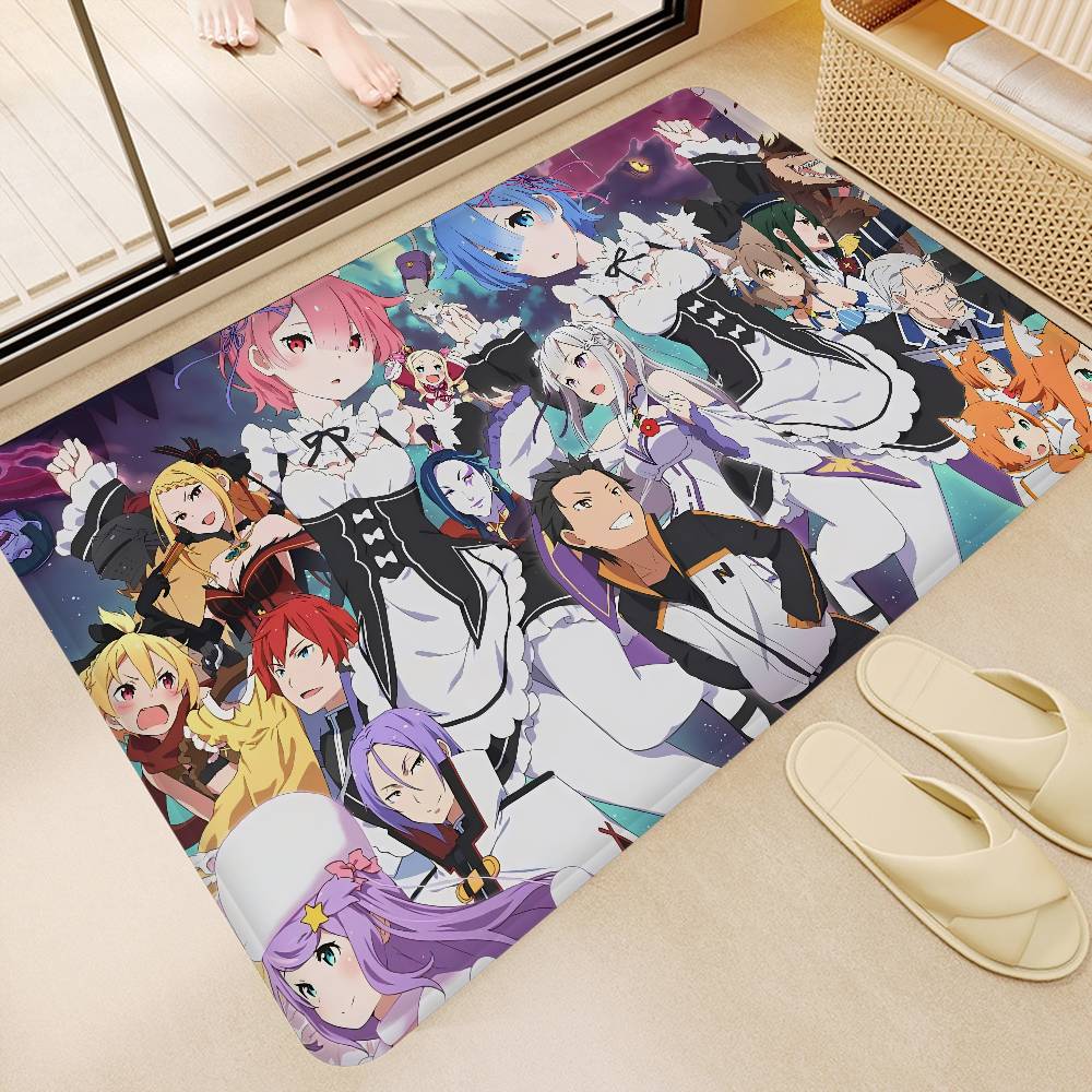 Anime RE ZERO Kitchen Mat Kids Room Bedroom Decoration Balcony Anti-Slip Doormat Living Room Alfombra