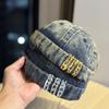 American Retro Old Washed Denim Melon Cap for Men and Women Versatile Face-showing Small Dome Hip Hop Street Landlord Hat