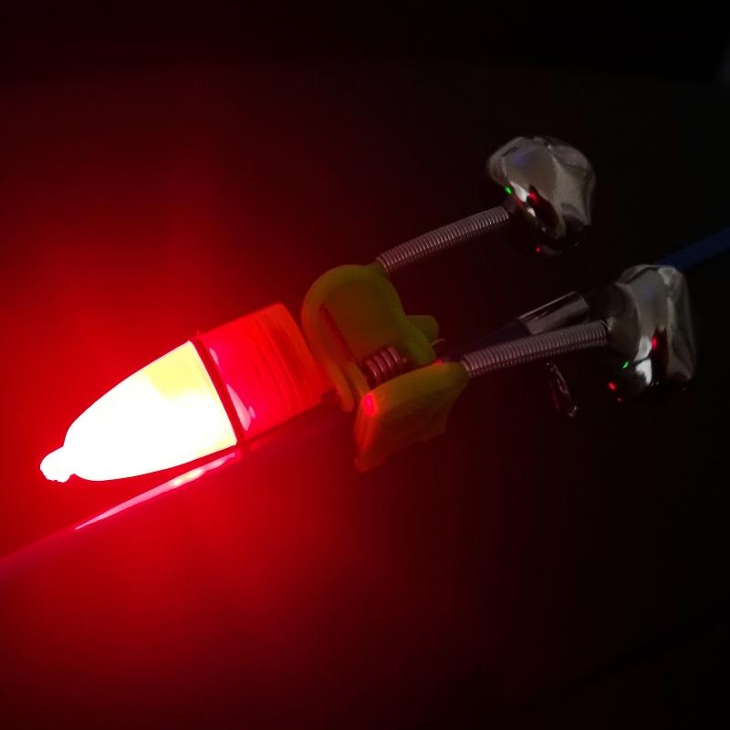 10Pcs/Set Double Bell LED Fishing Bite Alarm Fishing Rod Clip Bell Rod Outdoor Night Fishing Bite Alarm Loud Alert Bell