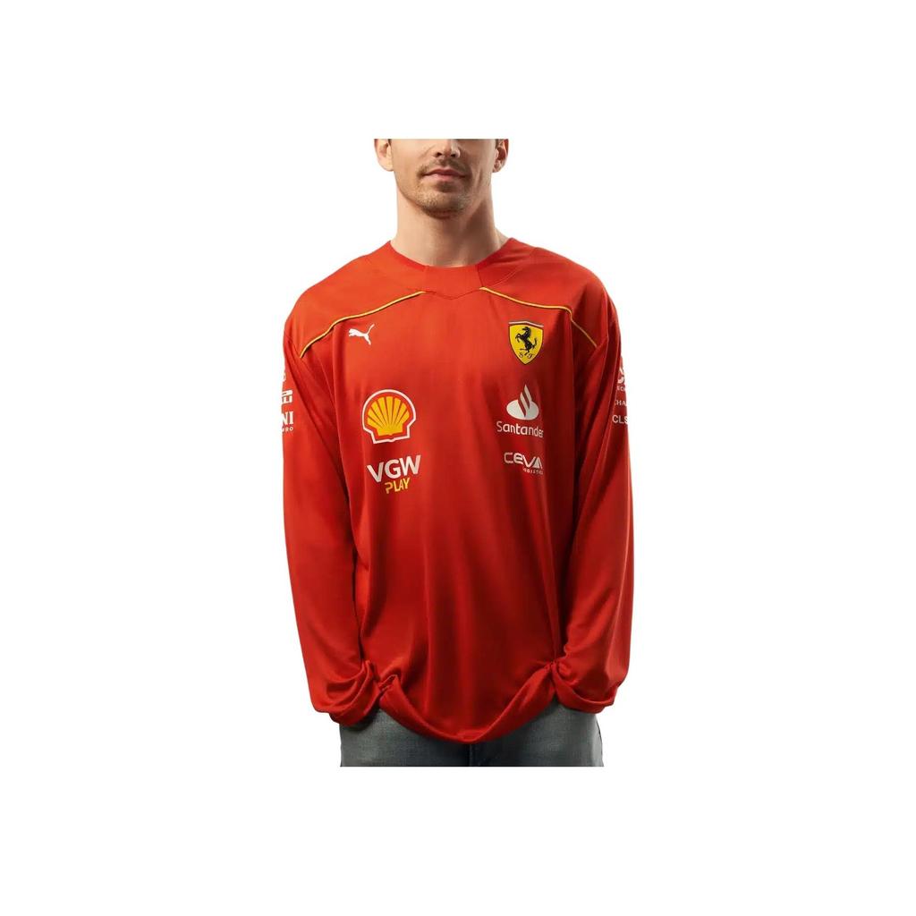 Puma Scuderia Ferrari Team Hockey Jersey Breathable Comfortable Long Sleeve T-Shirt Men Tops Scarlet 763607-02