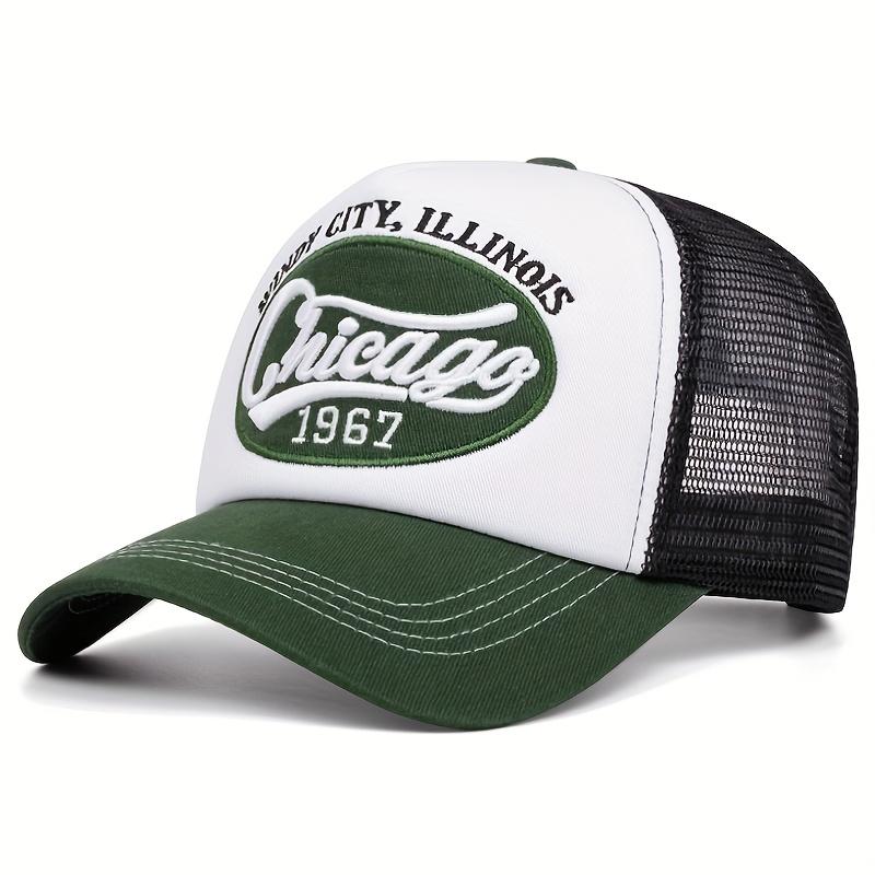 Vintage Chicago 1967 Embroidered Baseball Hat, Breathable Mesh Back Design, Casual Outdoor Sports Cap For Both Genders