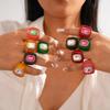 Candy Color Geometric Ring Y2K Classic Big Dome Plain Ring Acrylic Resin Ring  Party