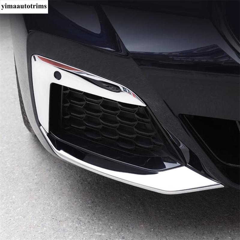 Front Fog Light Lamp Eyelid Eyebrow Bumper Corner Strip Decor Cover Trim Accessories For BMW 5 Series G30 525i 530i 2017 -