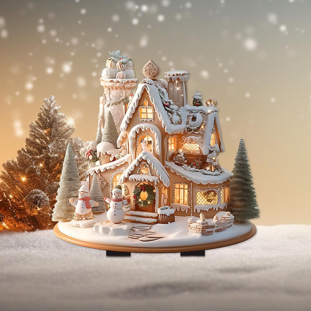 Christmas Cookies Snow House, Acrylic, Holiday Party, Outdoor Garden, Lawn Decoration, Beautification Props