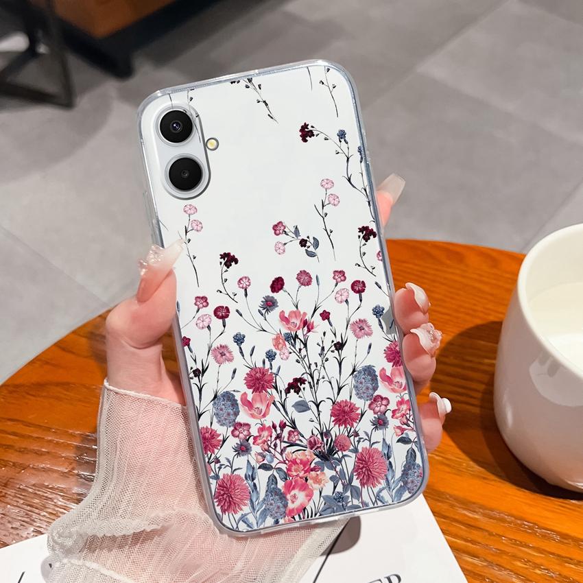 Dla Samsung A07 A71 A17 A37 A53 A54 M36 F36 F56 Przezroczyste Miękkie Etui TPU na Telefon Letnie Wzory Kwiatowe Miękki Silikon Antypoślizgowa Obudowa Dla Etui Samsung