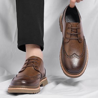 Sapatos masculinos de couro Brock outono 2025 sapatos de couro casuais de vestir estilo britânico retrô sapatos de plataforma