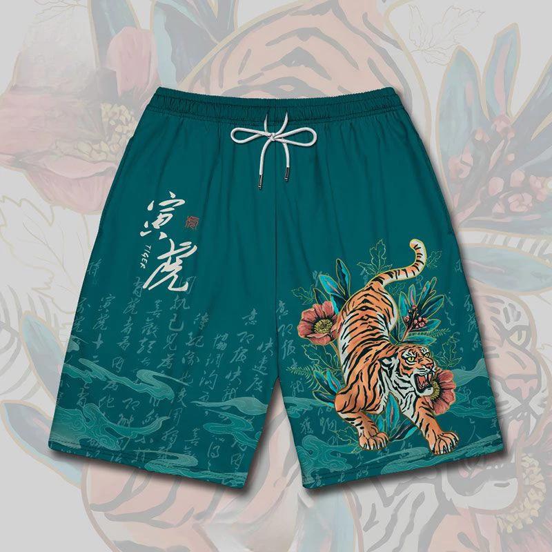 Tiger Muay Thai Boxing Kickboxing Training Shorts Print Quick Dry Martial Art Boxer Unisex Men Women Kid Fighting Fitness Sport Gym Workout