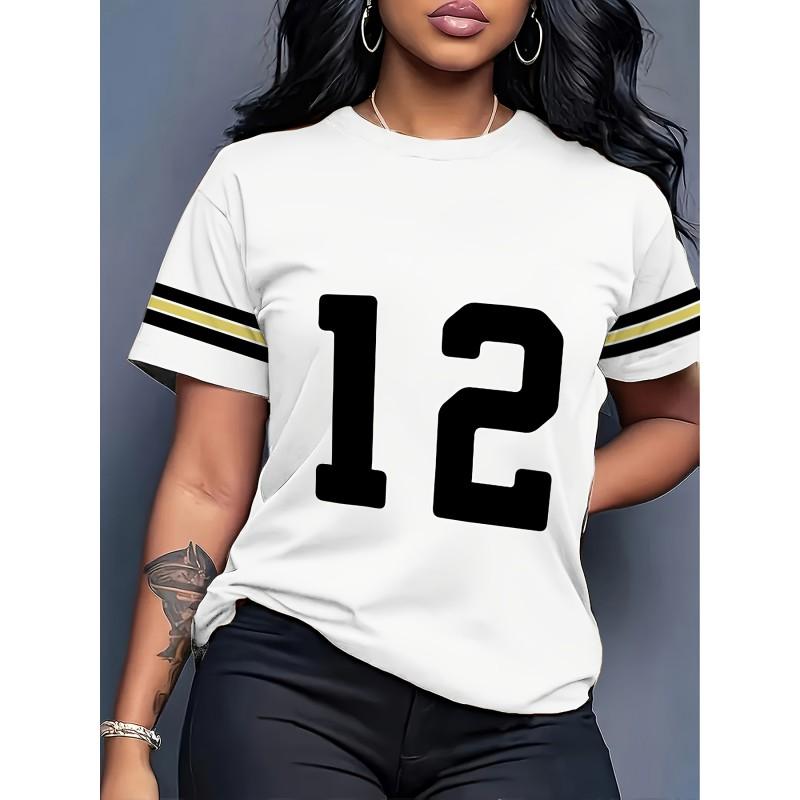 Comfortable Loose Fit Cotton Blend Crew Neck Short Sleeve Tee With 3D Print Design Women 2025