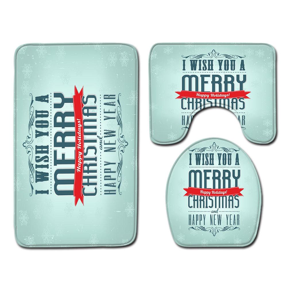 Christmas Bathroom Floor Mat Toilet Three-Piece Set