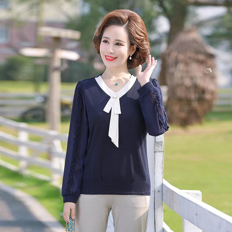 Women's Tops Mom's Summer Fashion Soft Shirt Short Sleeve Pullover Shirt Middle-aged Women