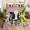 Farm Cow Duvet Cover Three-Piece Sunflower Quilt Cover Cute Cow Bedding Set