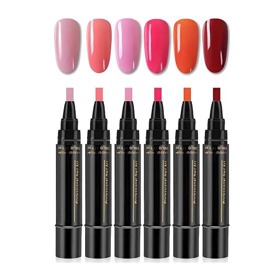 

6 шт. 3-в-1 ручка для лака для ногтей быстросохнущая без УФ акриловая краска ручка для ногтей водостойкая портативная для путешествий дома салона DIY женская ручка для нейл-арта