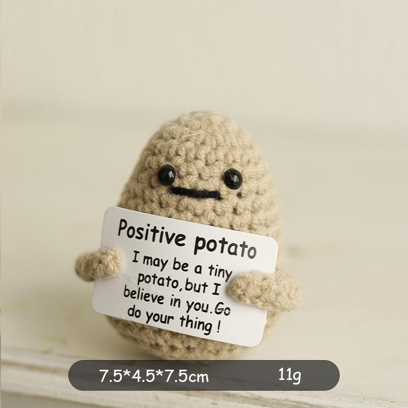 Mini Positive Energy Potatoes Hug Pocket Handmade Plush Wool Knitting Doll With Card Funny Christams Gifts Home Room Decoration