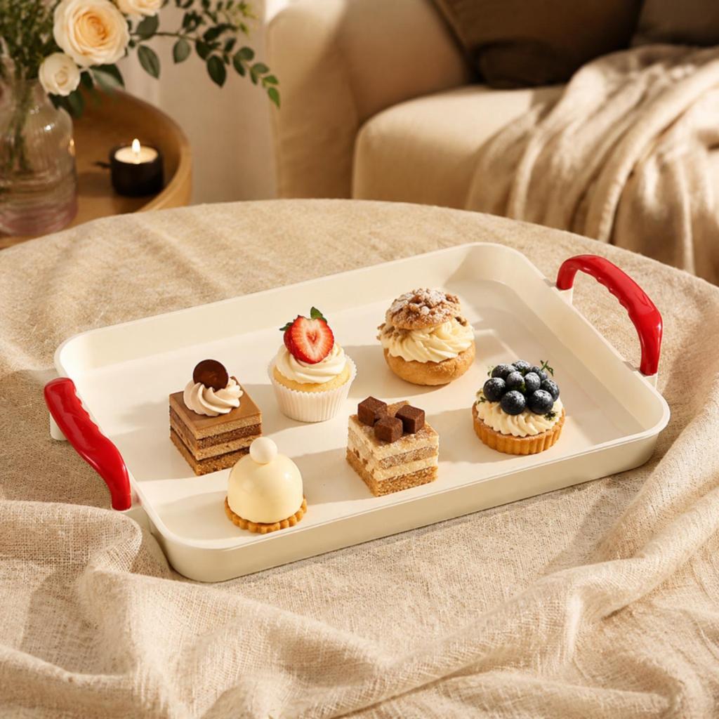 Rectangular Serving Tray with Handles Impact-Resistant