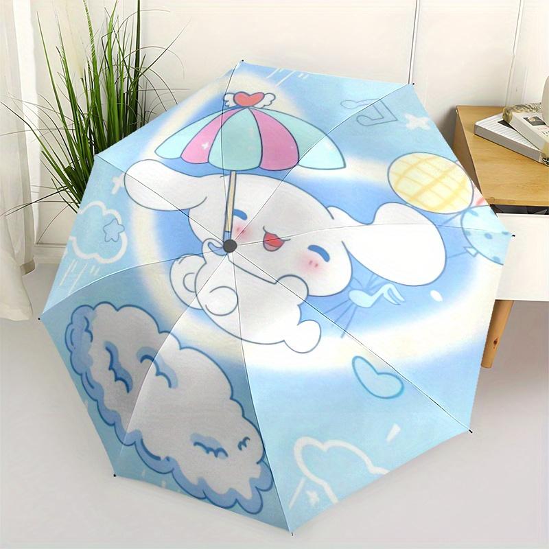 1pc Happy Cinnamoroll Sanrio Cartoon Umbrella, Portable 3-Fold Compact Umbrella, Suitable for Camping, Hiking and Travel, Ideal Easter Birthday Gift f