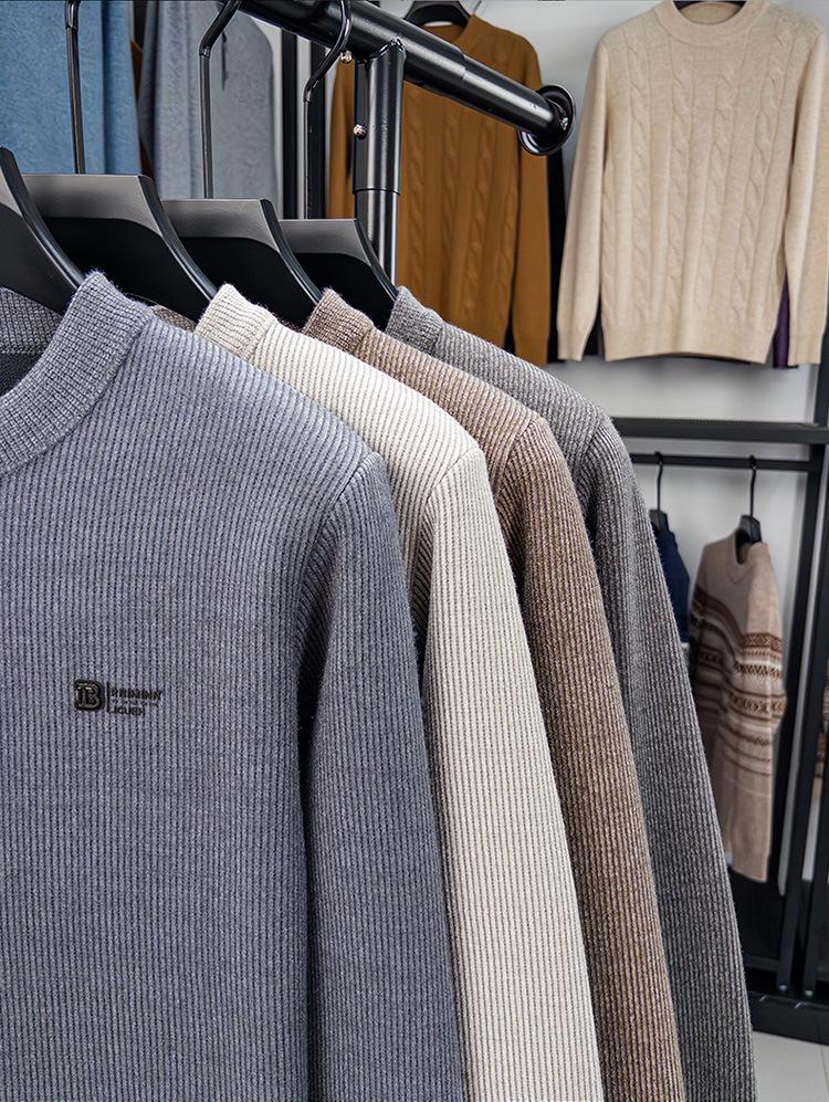 Men’s Winter Mink Velvet Thick Knit Sweater - Round Neck Luxury Casual Pullover