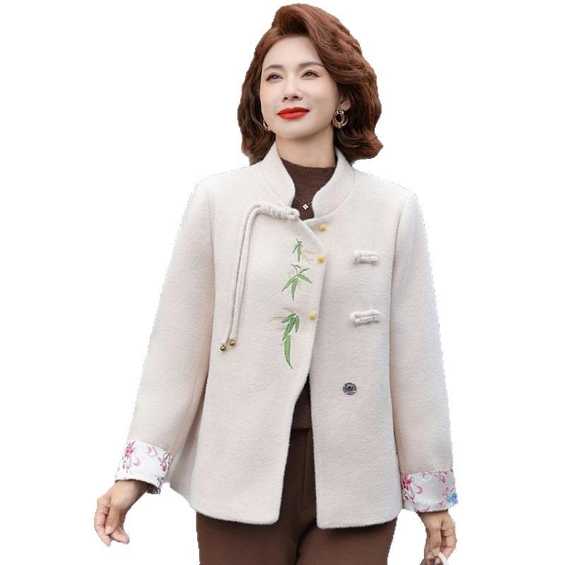 Happy Mother-in-law Wedding Dress Chinese Women's Clothing Spring and Autumn Temperament Woolen Middle-aged Noble Top Jacket Women's Clothing