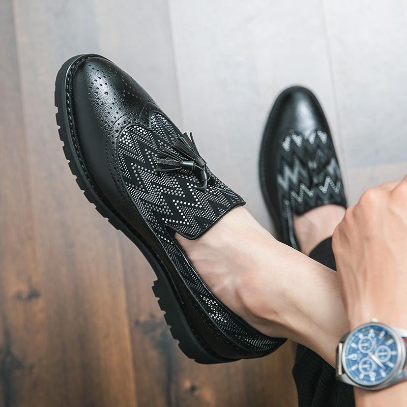 Fashion Italian Brand Handmade Leather Shoes Loafers Men's Tassel Slip-On Comfortable Casual Shoes Fashion Oxford Shoes Large Size 38-47