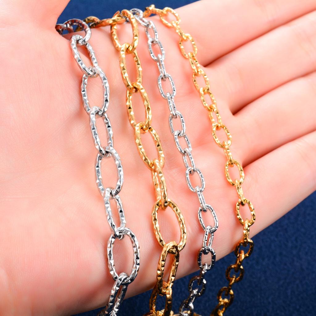 5/8,5mm Schickes Glitzer Edelstahl Halsketten Gliederkette Oval geschnitten Halskette für Damen Herren Minimalistisch Goldfarbe Choker Metall Schmuck