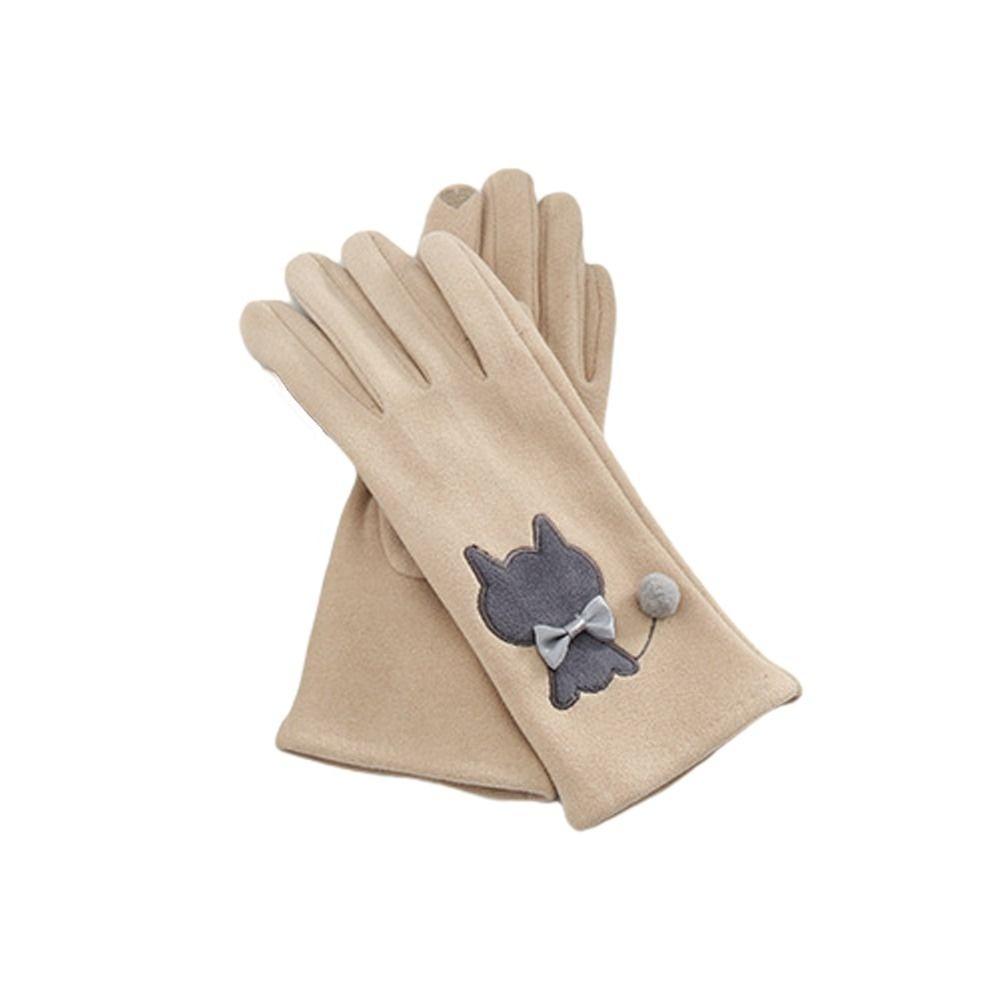 Cute Cat Female Gloves Velvet Windproof Mittens Sweety Winter Warm Glove  Winter Keep Warm