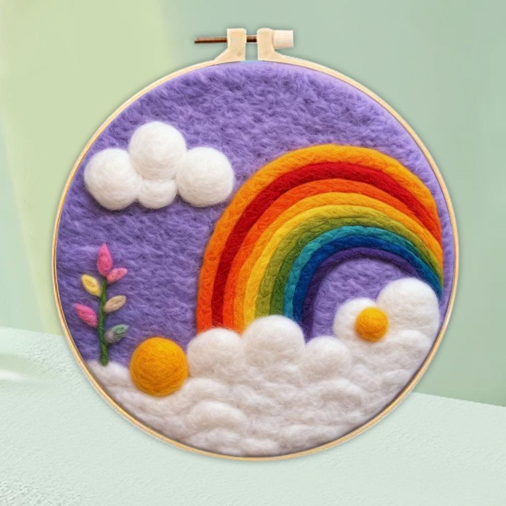 CHENISTORY Paquete de Fieltrado con Lana Árbol de la Vida Kit de Pintura de Fieltrado con Lana con Kit de Bordado Divertido DIY Aguja de Fieltro Marco de 20x20cm