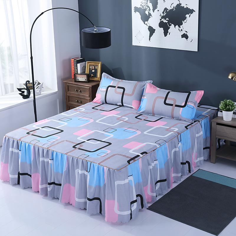 Europäischer Bettüberwurf Polyester Baumwolle Bettröcke Blumen Bunt Bettwäsche 150X200cm Queen Size Heimtextilien