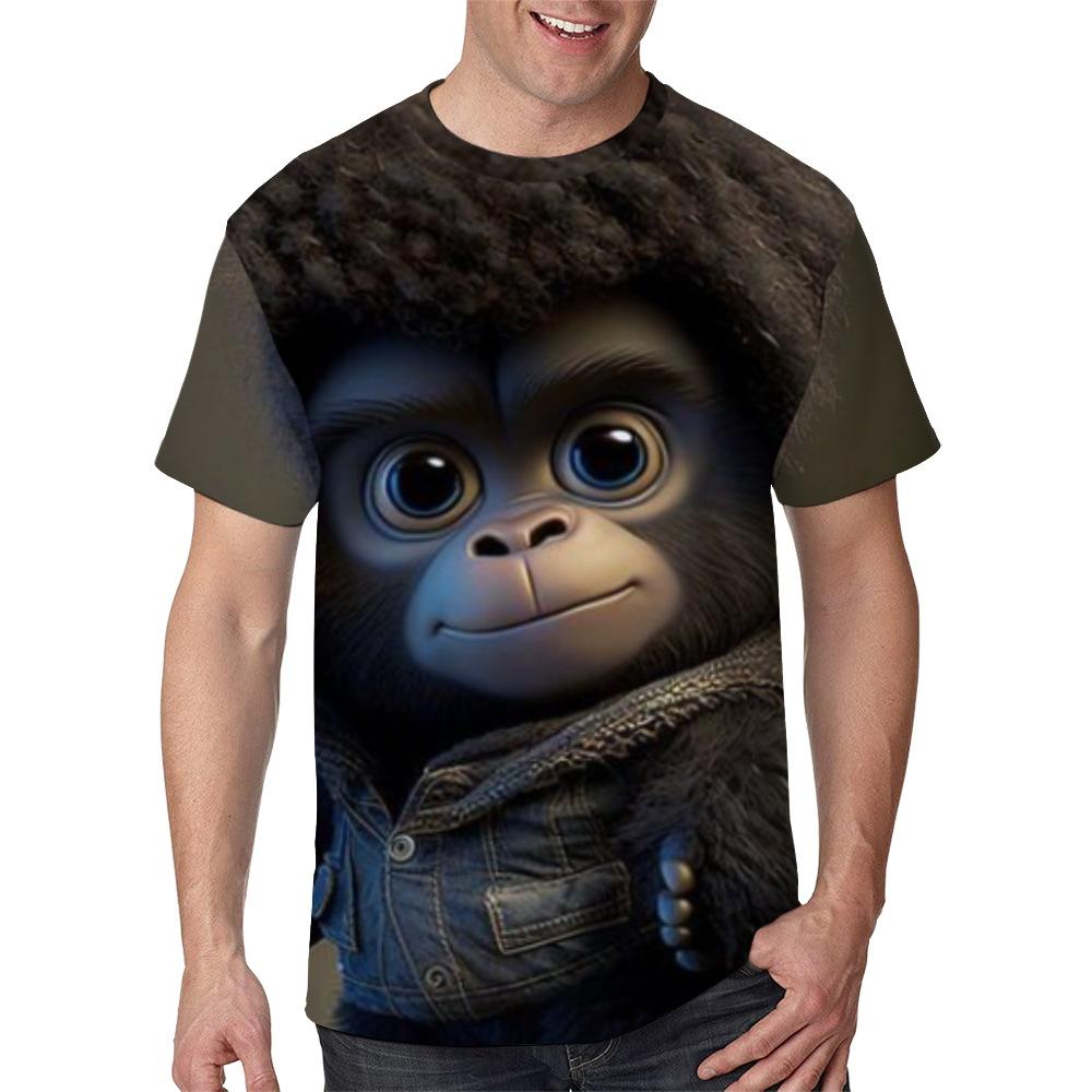 

Летний топ с круглым вырезом и принтом в виде животных 3D, модные повседневные футболки с короткими рукавами для мужчин XS