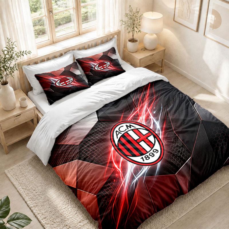 Bedding Set 1 Duvet Cover 2 Pillowcases AC Milan Print Bedroom Home Decoration