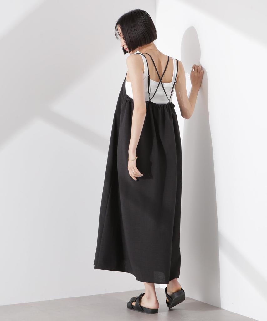 Nano Universe Front Pintuck Camisole F Women's Dress, 010, Black, 673-5119327