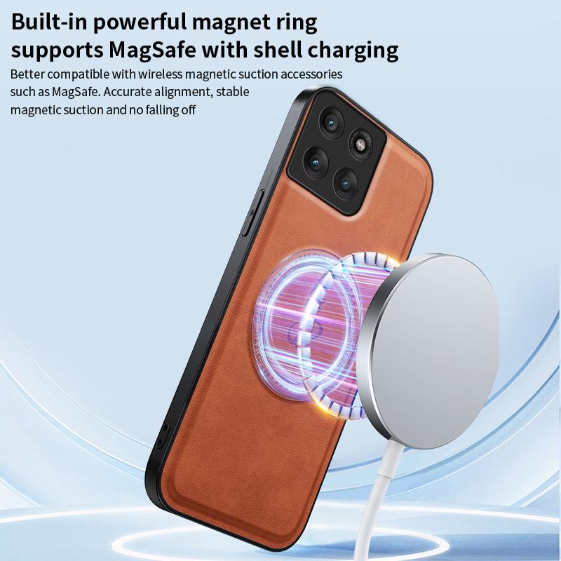 PU Leather Wireless Charging Magnetic Case for Motorola Edge 60 Pro Moto Edge 60 Fusion Protective Cover Hard Back Shell Coque