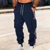 Men Cargo Jogger Sweatpants, Elastic Drawstring Waist Side Flap Cargo Pockets Stripe Seam Ribbed Ankle Cuffs Soft Fleece Casual Athletic Trousers