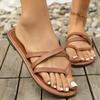 Black Clip Toe Flat Slippers for Women Summer Comfortable Non Slip Beach Flip Flops Woman Plus Size Cross Strap Roman Sandals